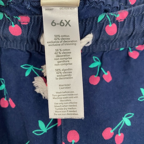 OshKosh 🍒 Cherry Fruit Navy Blue Casual Drawstring Summer Boho Beach Shorts - Picture 5 of 11